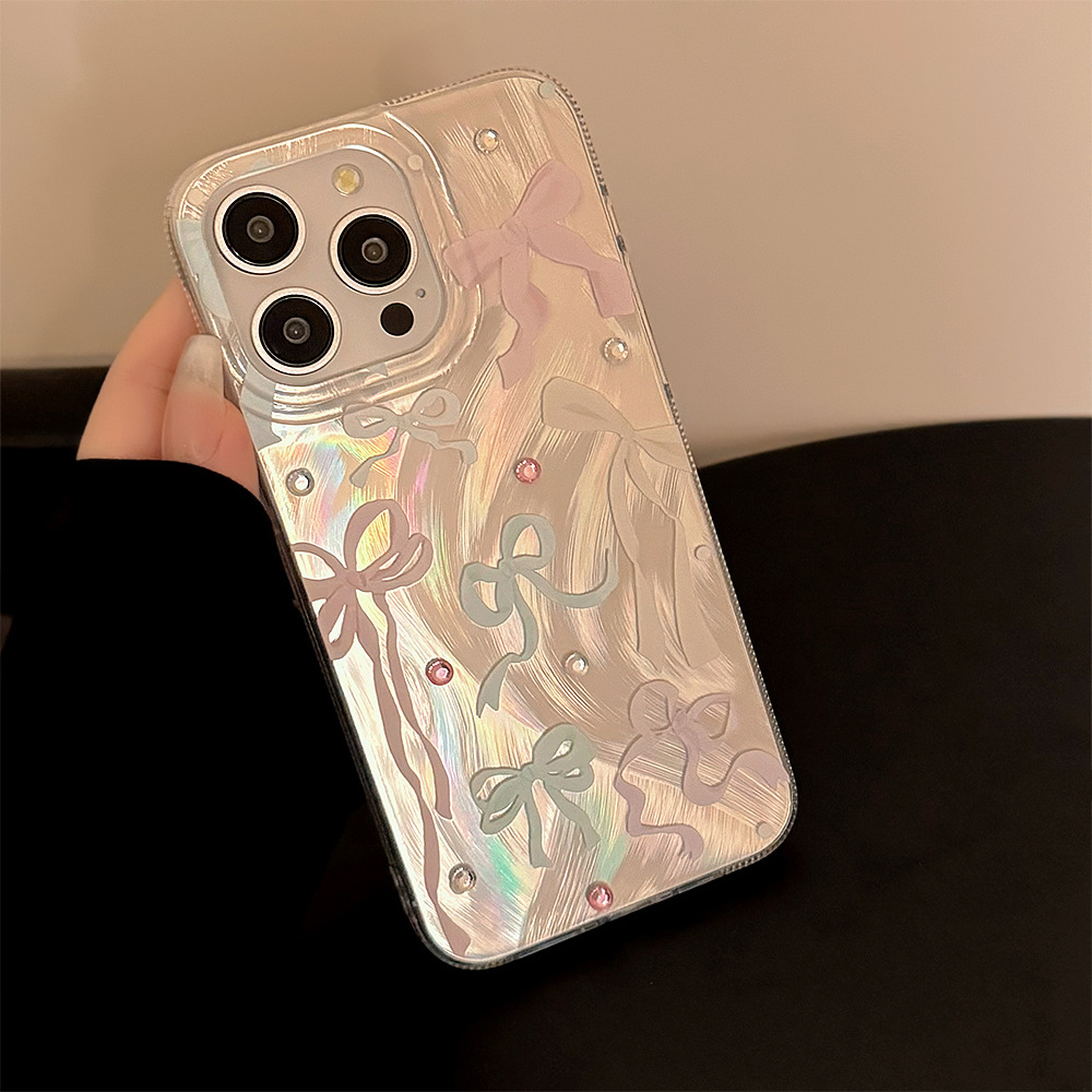 Phone Cases Durable - Korean Colorful Bowknot Diamond Stickers Phone