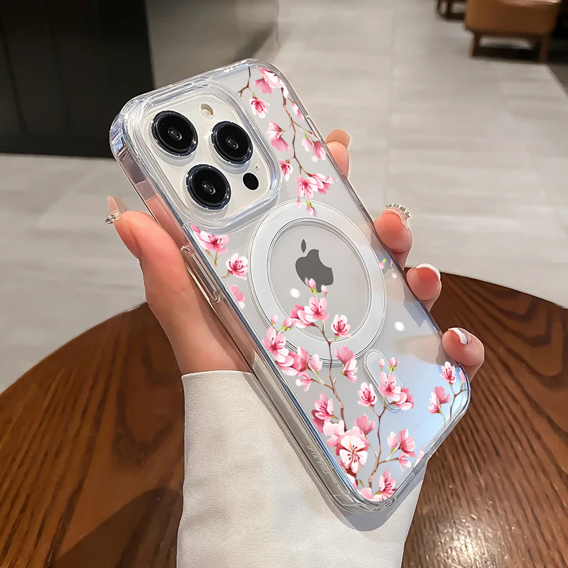 Phone Cases Durable - Luxury Pink INS Flowers Case For