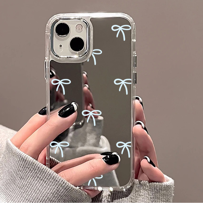 Phone Cases Durable - Light Blue Bow Mirror Phone Case