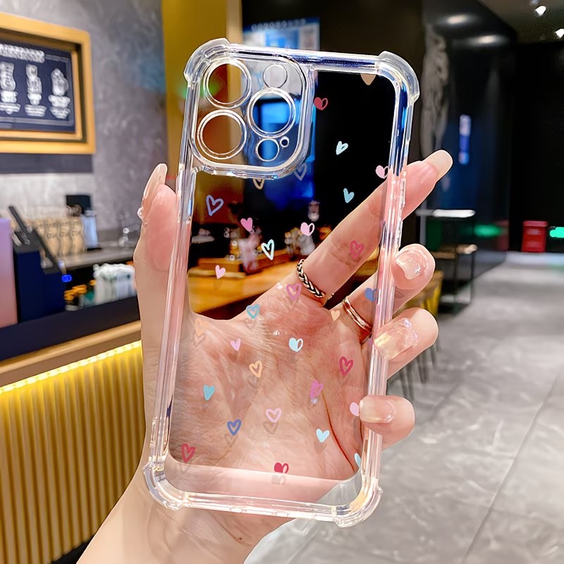 Phone Cases For Iphone 11 - Transparent Corner Bumper Colorful Hearts Phone