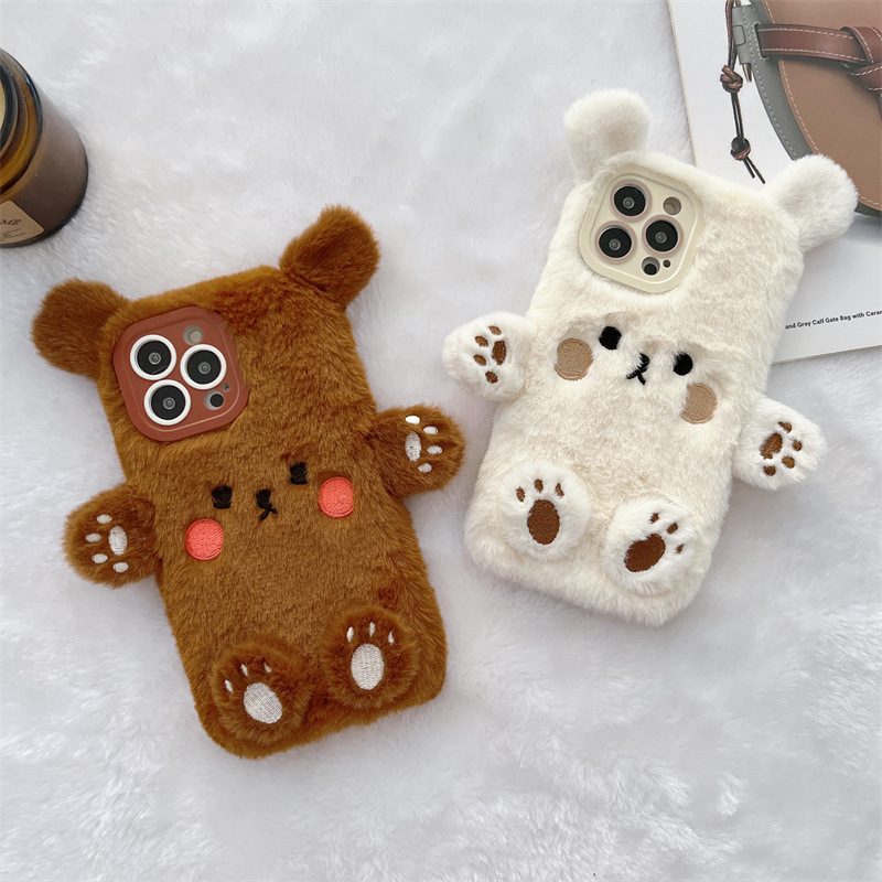 Korean 3D Cartoon Bear Fluffy  - đánh giá và giá Phone Cases For Iphone 11