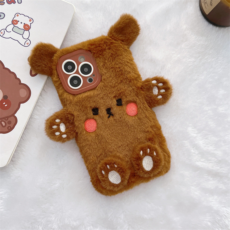 Korean 3D Cartoon Bear Fluffy  - đánh giá và giá Phone Cases For Iphone 11