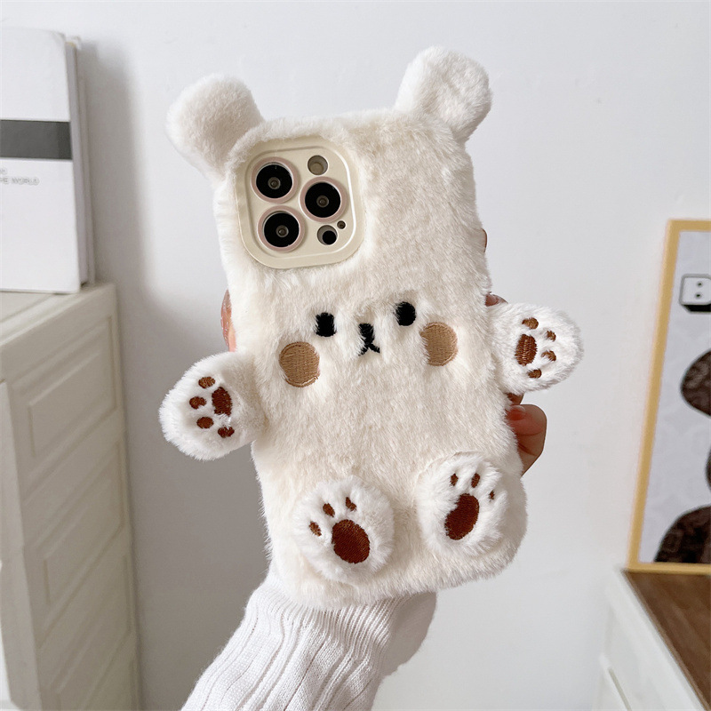 Korean 3D Cartoon Bear Fluffy  - đánh giá và giá Phone Cases For Iphone 11