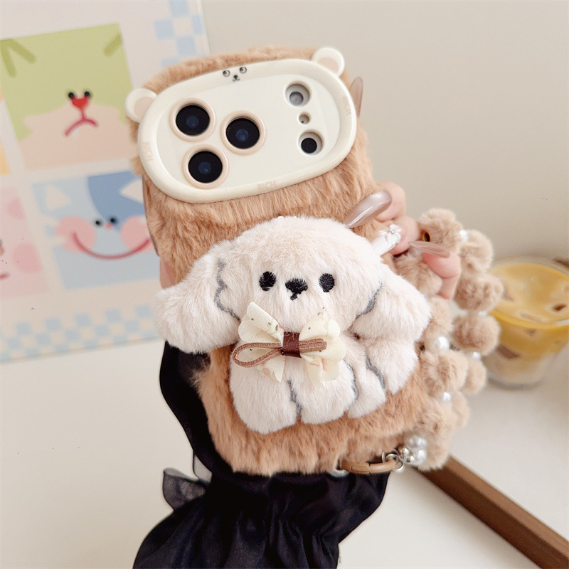 3D Cartoon Bowknot Puppy Warm  - đánh giá và giá Phone Cases For Iphone 11