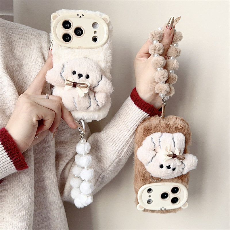 3D Cartoon Bowknot Puppy Warm  - đánh giá và giá Phone Cases For Iphone 11
