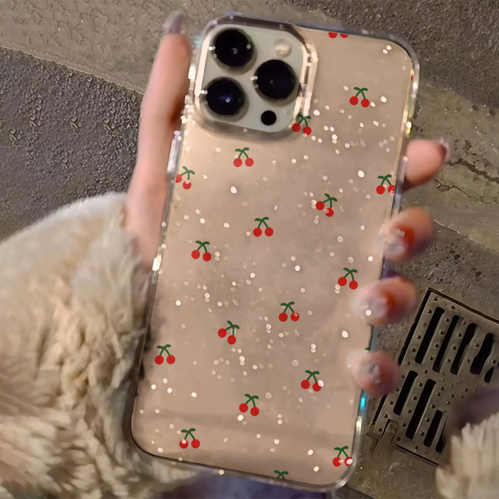 Simple cherry Flowers Clear Gl - đánh giá và giá Glitter Shockproof Case