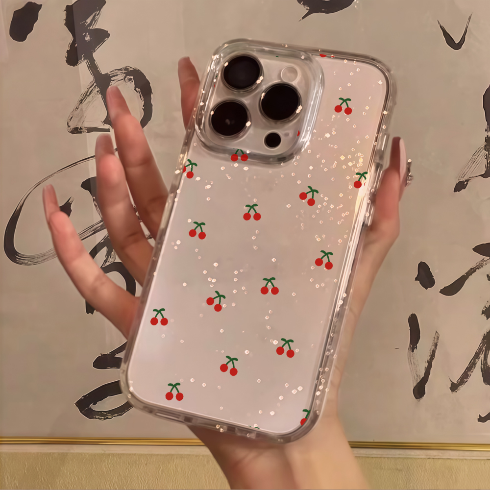 Simple cherry Flowers Clear Gl - đánh giá và giá Glitter Shockproof Case