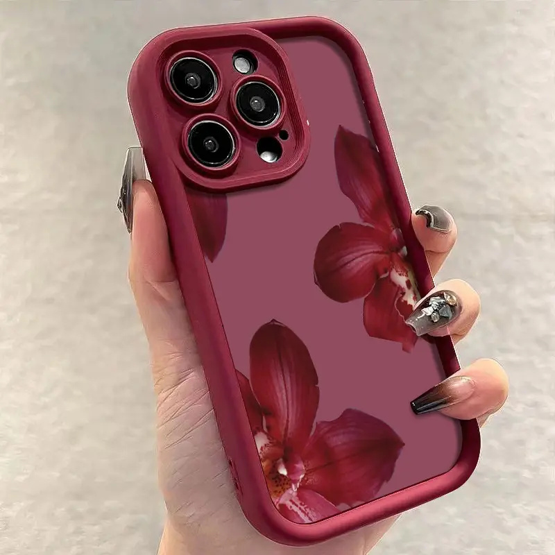 Wine Red Orchid Flower Pattern - đánh giá và giá Phone Cases Mous